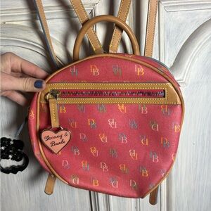 Vintage Y2K Dooney & Bourke Pink Logo Circle Backpack It Girl Candy Colored Rare